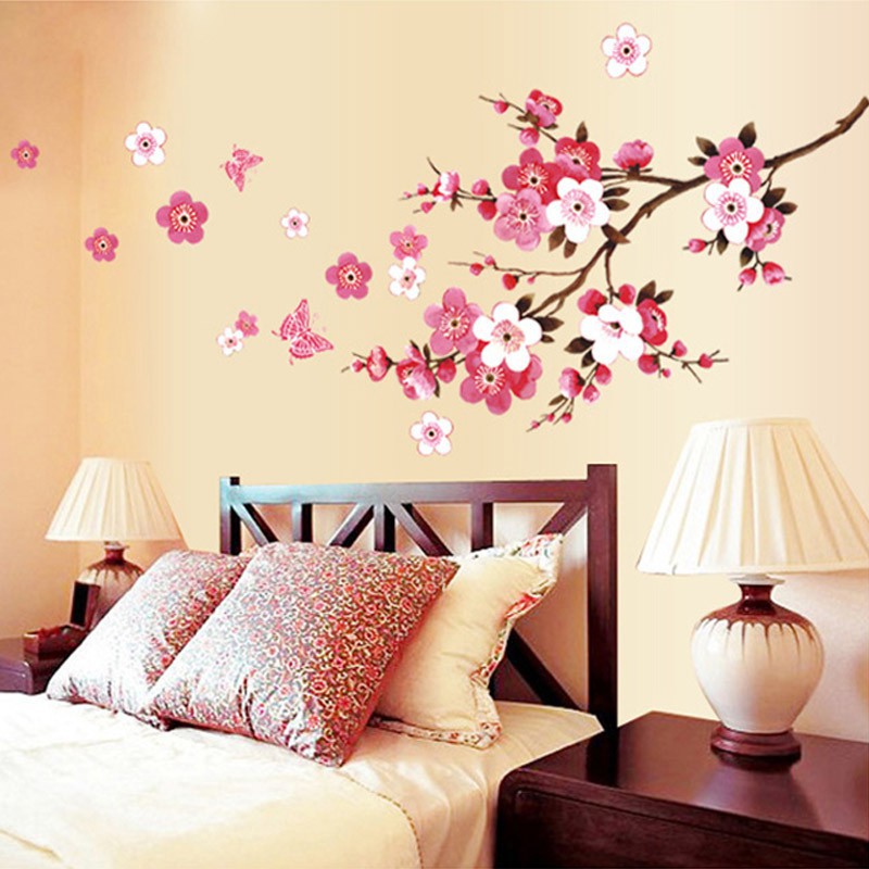 Miếng dán tường phòng ngủ hình hoa đào Sakura | Shopee Việt Nam